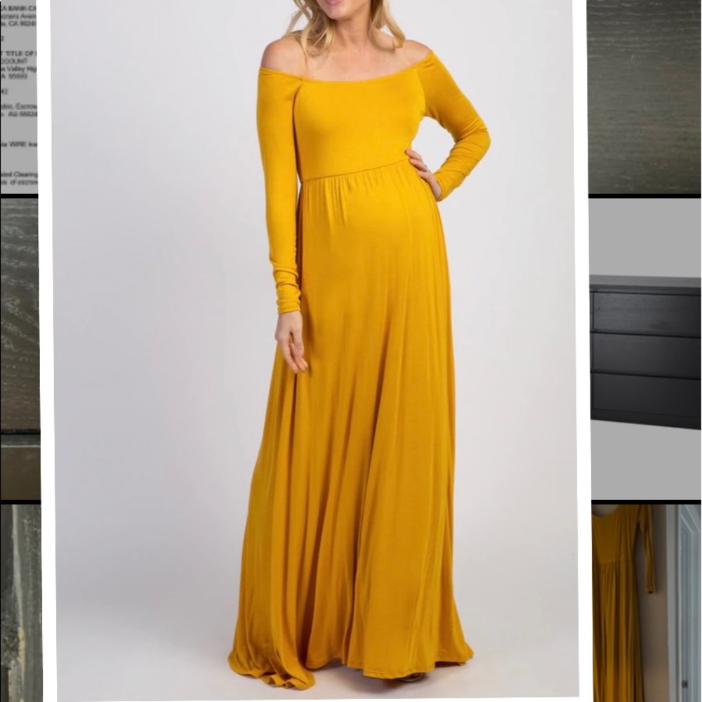 Pinkblush Maternity Dress- size medium Mustard color
